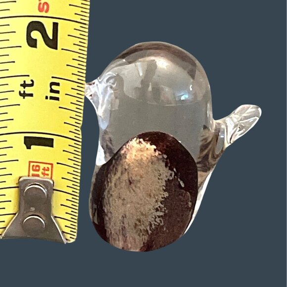 Mini Paperweight Hand Blown Art Glass Small Bird Figurine Brown Earth Vintage - Picture 5 of 7